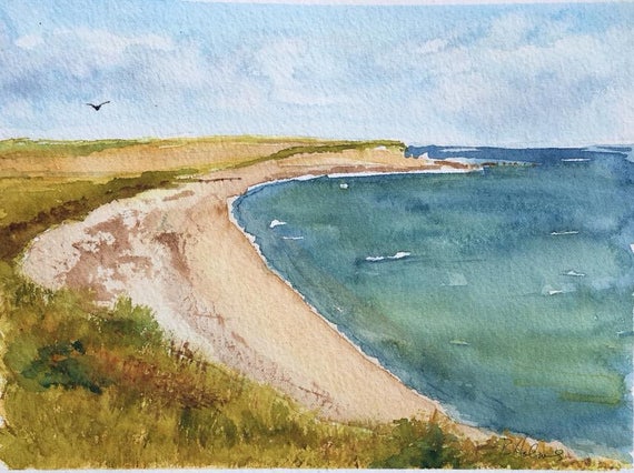 Watercolour Print Beach September Print Nova Scotia Etsy