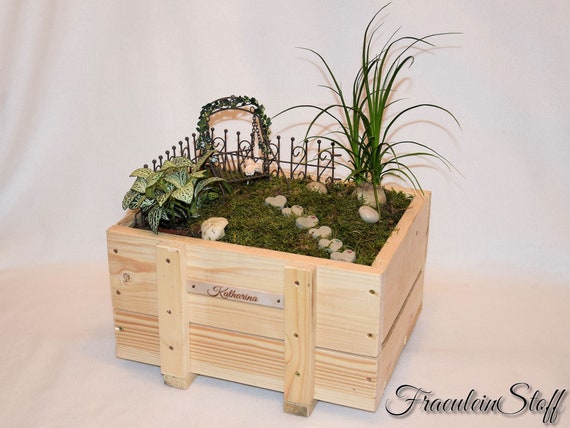 Mini-Garten Minigarten Schlitten weiß 11 x 4,5 x 6 cm Mini Garten Miniatur Deko