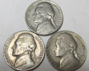 #E212A 1954-PDS Jefferson Nickels