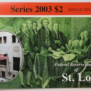 Billete de dos dólares estrella de la Reserva Federal de los Estados Unidos de 2003 (número de serie bajo) (#E814n)