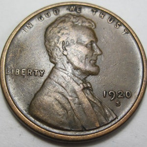 1920-S Lincoln Wschnitten Cent (#E53J)