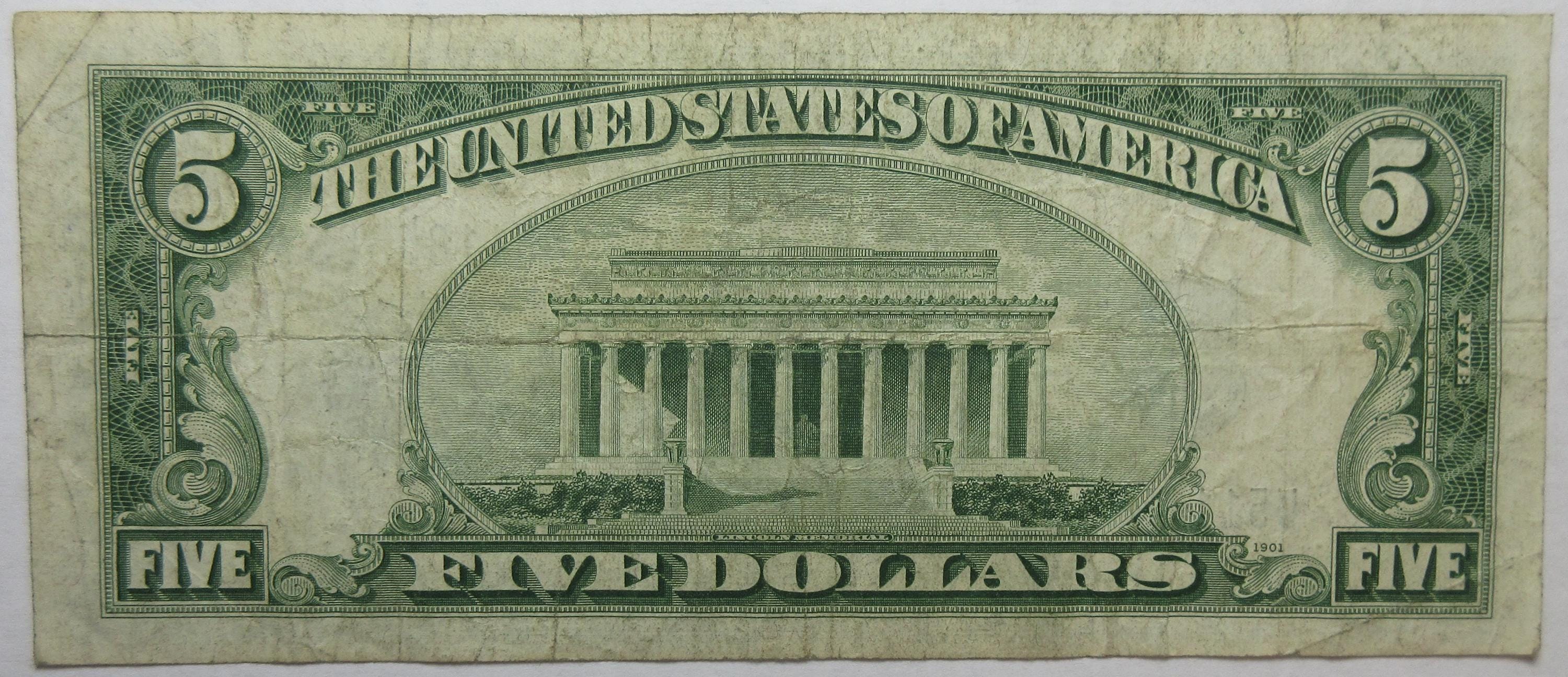 1934-D 米国ブルーシール 5ドル銀券 (#E828c) - Etsy 日本