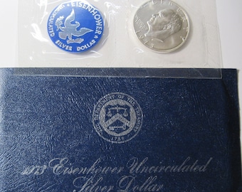 1973 Blue Envelope Eisenhower Dollar Silver (#E1210d)