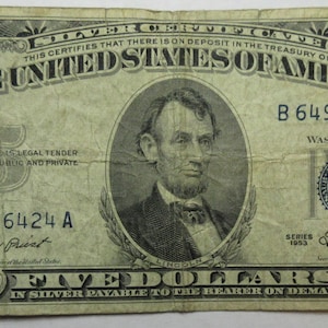 1953 United States Five Dollar Silver Certificate (#E329b)