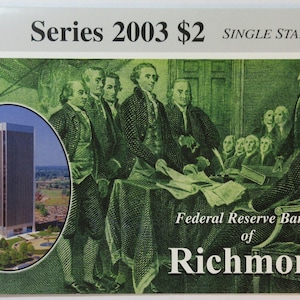 Billete de dos dólares estrella de la Reserva Federal de los Estados Unidos de 2003 (número de serie bajo) (#E814L)