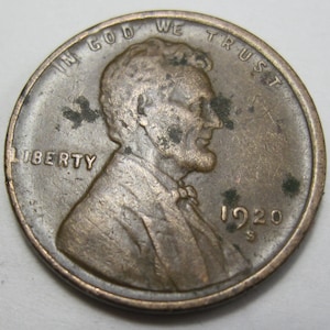 1920-S Lincoln Wschnitten Cent (#E53K)