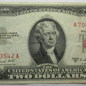 1953-B United States Red Seal Two Dollar Note (#E59c)