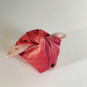 Pink Makeup Bag, Mini Reversible Bag, Pink Corduroy, Tie-Makeup Bag, Handmade knotted Bag, Rebekah Bag, Washable Bag