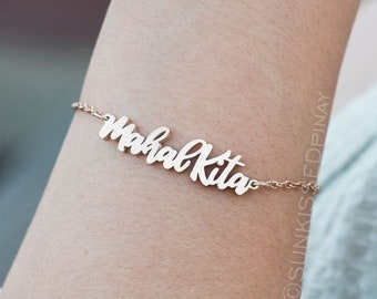 Mahal Kita bracelet - Philippines pride, I love you bracelet, Tagalog jewelry, Mahal jewelry