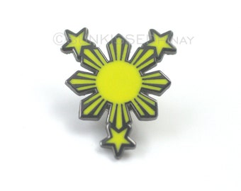 Philippines sun and stars enamel pin, Pinoy pride lapel pin, Philippine sun and 3 stars pin, Philippines pride