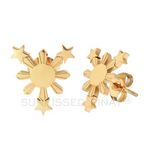 Philippines sun earrings, Philippines studs, Philippines earring, Philippine flag star