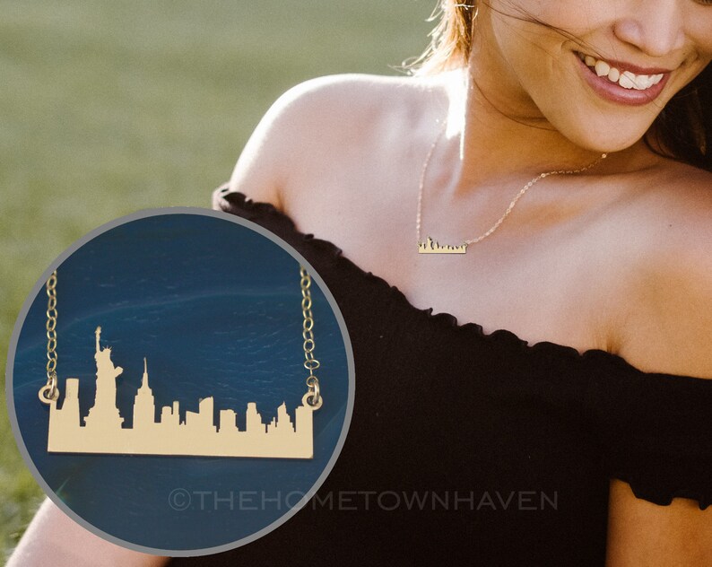 vacation souvenir New York skyline necklace New York vacation necklace New York necklace