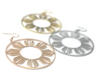 Philippine Sun Hoop Earrings, Filipino pride jewelry for women, Philippine pride earrings