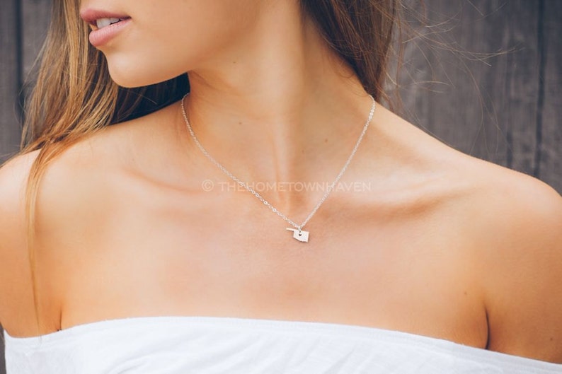 Oklahoma state necklace Oklahoma Necklace Oklahoma love Oklahoma map necklace