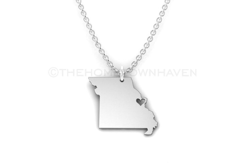 missouri state Louis MO gateway city Missouri Necklace state of missouri St Silver Missouri State Necklace