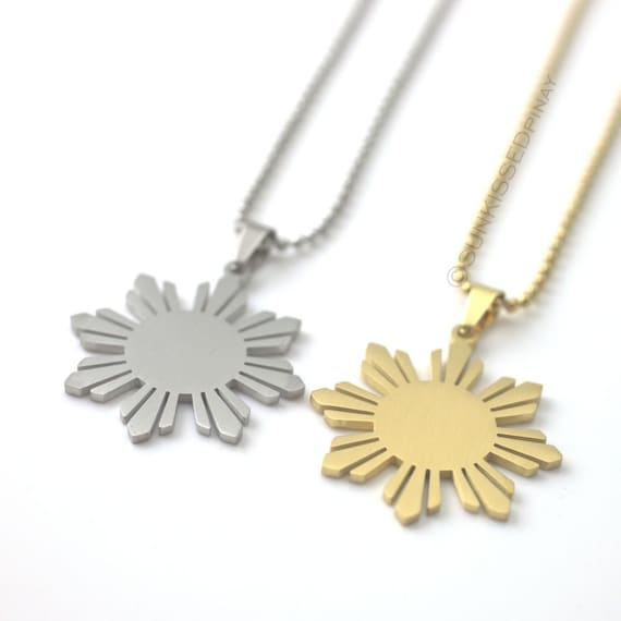 Philippines Sun Necklace - Mens Philippines star necklace, Philippine Pride necklace