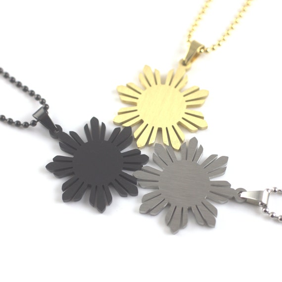 Philippines Sun Necklace - Mens Philippines star necklace, Philippine Pride necklace