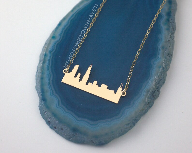 Chicago skyline necklace Chicago jewelry Chicago skyline Etsy