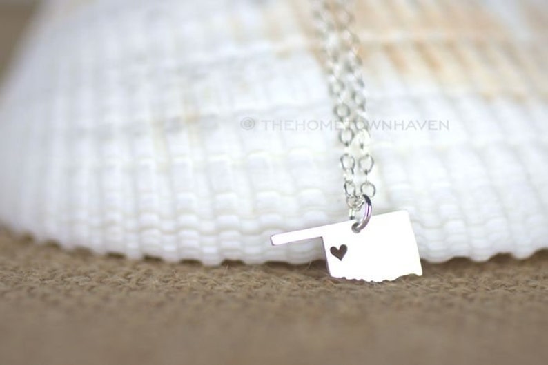 Oklahoma state necklace Oklahoma Necklace Oklahoma love Oklahoma map necklace