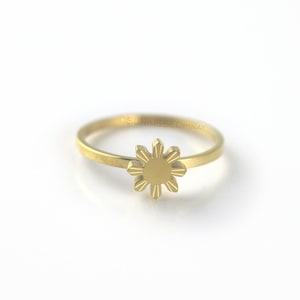Gold Philippines Sun Ring - Philippines pride jewelry, Philippines flag, Island Girl