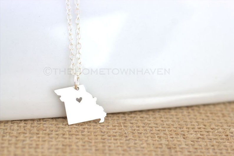 missouri state Louis MO gateway city Missouri Necklace state of missouri St Silver Missouri State Necklace