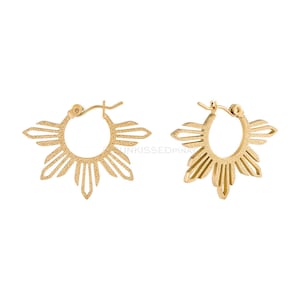 Stardust Araw hoops, Philippines huggie hoop earrings, sparkly hoop earrings, Filipino jewelry for women, sun huggie earrings