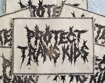 Protect Trans Kids Block Print Canvas Patches
