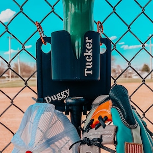 Duggy™ Dugout Organizer – Personalized Baseball & Softball Fence Gear Holder | Bat, Glove, Helmet + Drink Storage