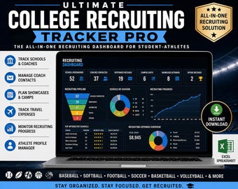 College Recruiting Spreadsheet | Athlete Recruiting Planner | Coach Contact Tracker | Showcase Organizer | Recruiting Dashboard Excel