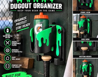 Baseball Dugout Organizer, 3D Printed Bat & Water Bottle Holder, Baseball Gear Storage, Dugout Equipment Organizer, Baseball Gift