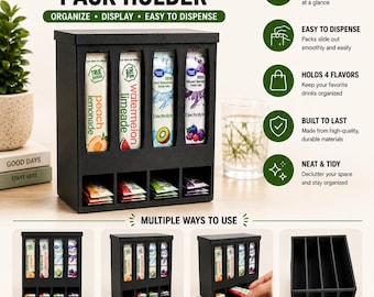 Drink Mix Organizer Dispenser | Drink Packet Holder | Powder Packet Storage Rack | 3D Printed Kitchen Organizer | Countertop Packet Holder