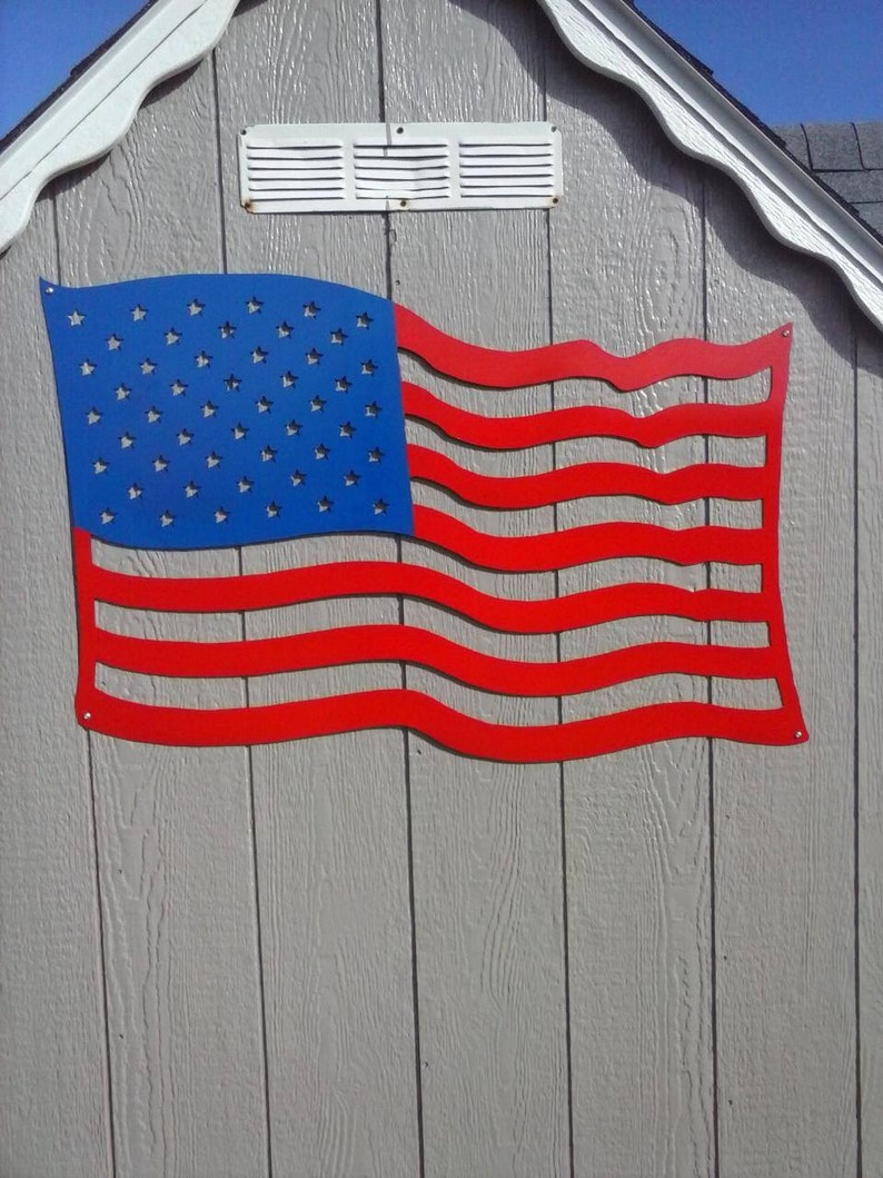 American Flag Waving Metal Art / Patriotic USA Flag Sign Etsy