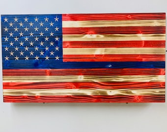 Wooden American Flag Wall Decor, Handmade Rustic USA Flag, Patriotic Wood Wall Art, Veteran Military Gift, Americana Home Decor