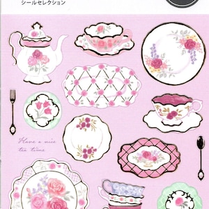 Tea Party Stickers - Crockery Stickers - Gold Trim Stickers