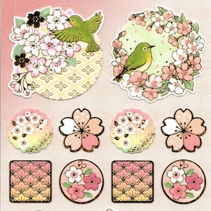 Japanische Aufkleber - Vogelaufkleber - Geknitterte Papieraufkleber