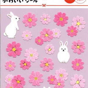 Kaninchen-Aufkleber - Blumen-Aufkleber - Washi-Aufkleber