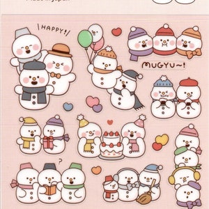 Pegatinas de muñeco de nieve - Pegatinas navideñas - Pegatinas japonesas