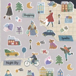 Winzige Collage Aufkleber - Nachtaufkleber - Papieraufkleber