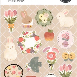 Kaninchen-Aufkleber - Blumen-Aufkleber - japanische Aufkleber