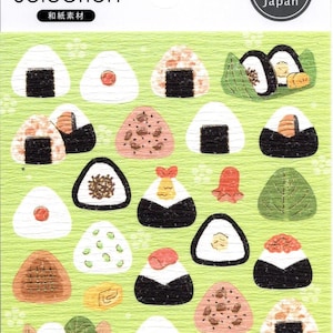 Pegatinas de onigiri - Pegatinas de comida japonesa - Pegatinas de papel washi