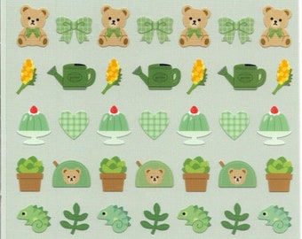 Bear Stickers - Greenery Stickers - Assort Stickers - Japanese Stickers - Reference #C2831-33#C4804-05