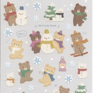 Pegatinas de osos - Pegatinas de muñecos de nieve - Pegatinas navideñas