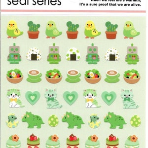 Pegatinas verdes - Pegatinas de osos - Pegatinas de gatos - Pegatinas surtidas - Pegatinas japonesas