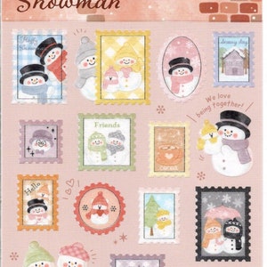 Pegatinas de muñeco de nieve - Pegatinas navideñas - Pegatinas japonesas