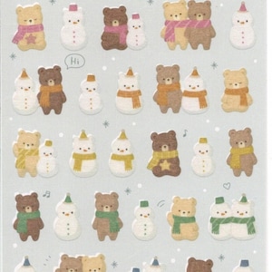 Pegatinas de osos - Pegatinas de muñecos de nieve - Pegatinas navideñas