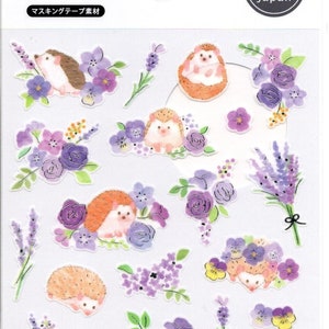 Igel Aufkleber - Blumen Aufkleber - Masking Tape Aufkleber