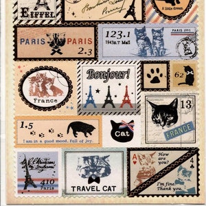 Stickers chats - Stickers tampons français - Stickers papier perlé