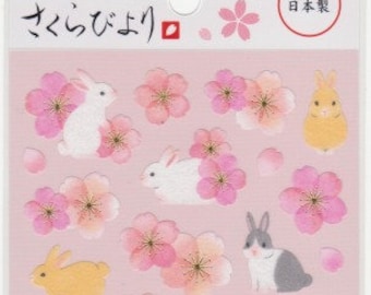 Sakura Stickers - Cherry Blossom Stickers - Rabbit Stickers - Paper Stickers - Mind Wave Stickers - Reference A6148-49