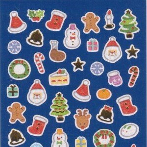 Christmas Stickers - Santa Stickers - Paper Stickers - Gold Trim Stickers