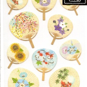 Pegatinas de abanico - Pegatinas japonesas - Pegatinas de verano - Pegatinas de papel